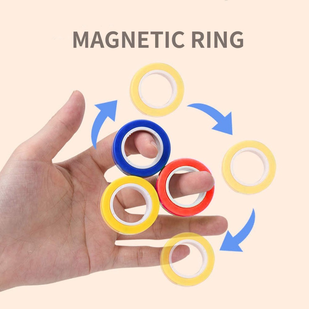 Magnetic Rings Fidget Toy Set, Idea ADHD Fidget Toys, Adult Fidget Magnets Spinner Rings for Anxiety Relief Autism Therapy, Fidget Pack Great Gift for Adults Teens Kids (3PCS),2868